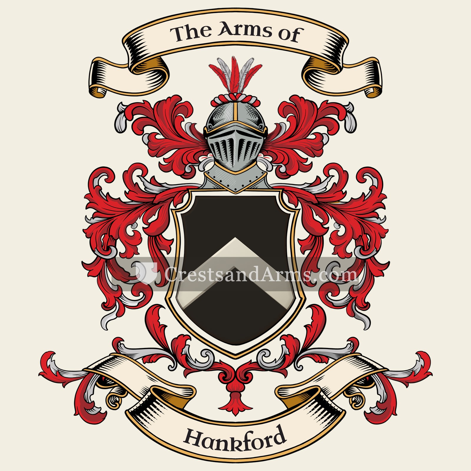The Hankford coat of arms, drawn from the recorded blazon