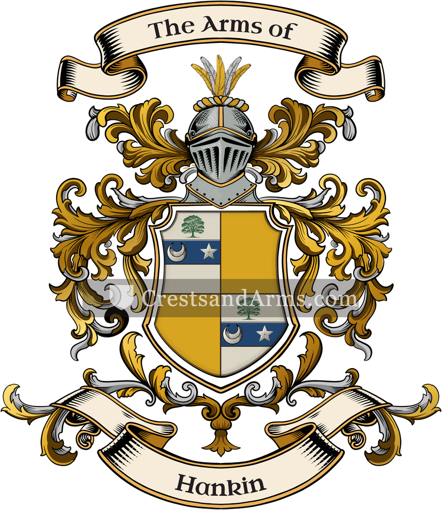The Hankin coat of arms, drawn from the recorded blazon