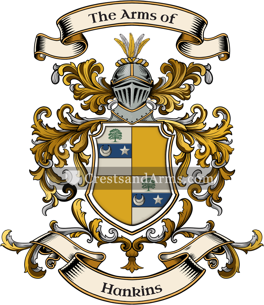 The Hankins coat of arms, drawn from the recorded blazon