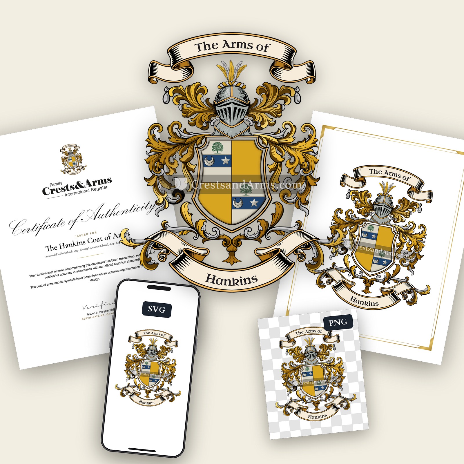 The Hankins arms on the coat of arms — digital pack