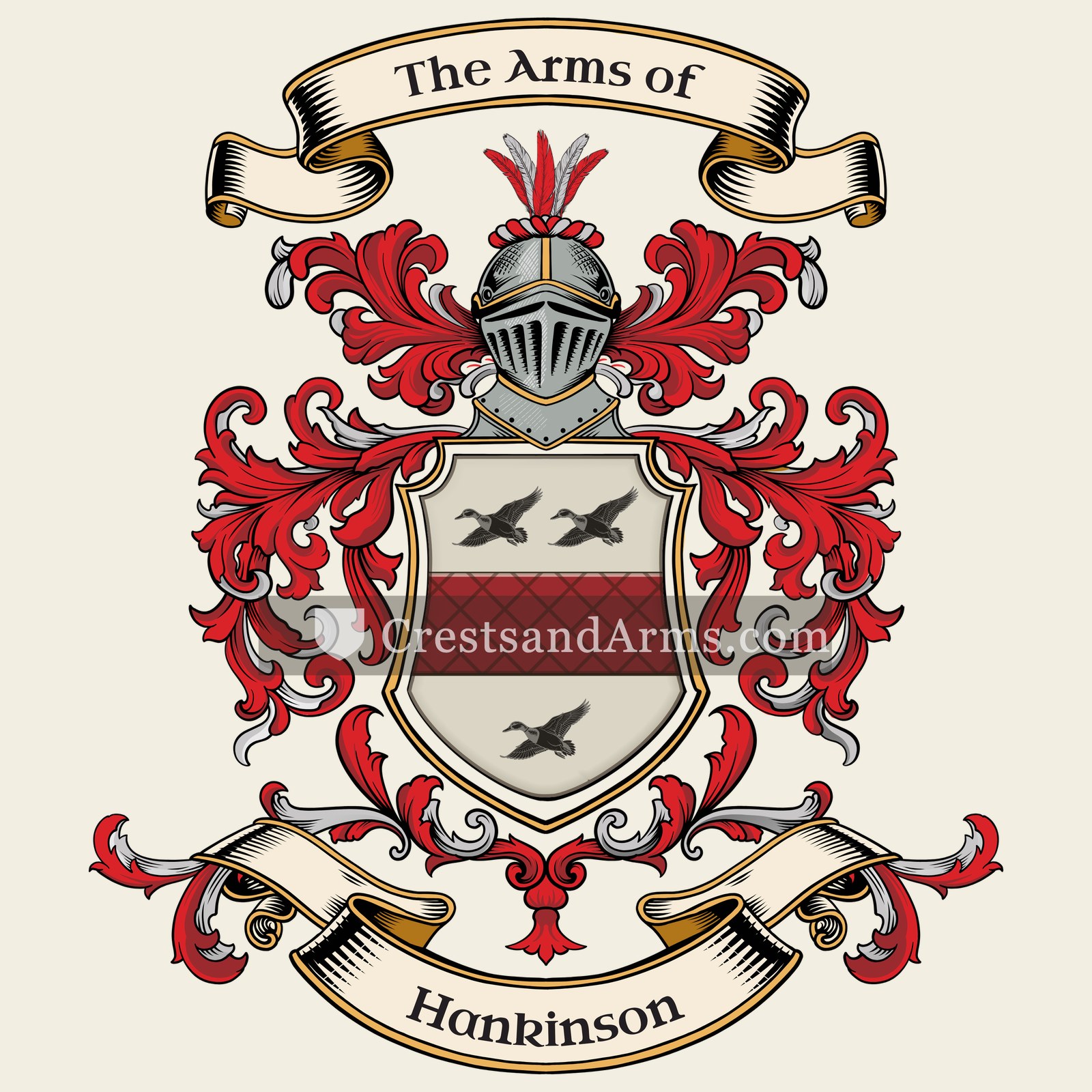 The Hankinson coat of arms, drawn from the recorded blazon