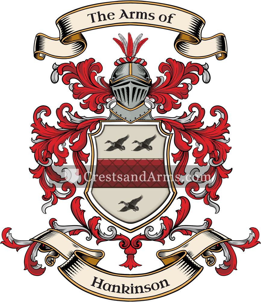 The Hankinson coat of arms, drawn from the recorded blazon