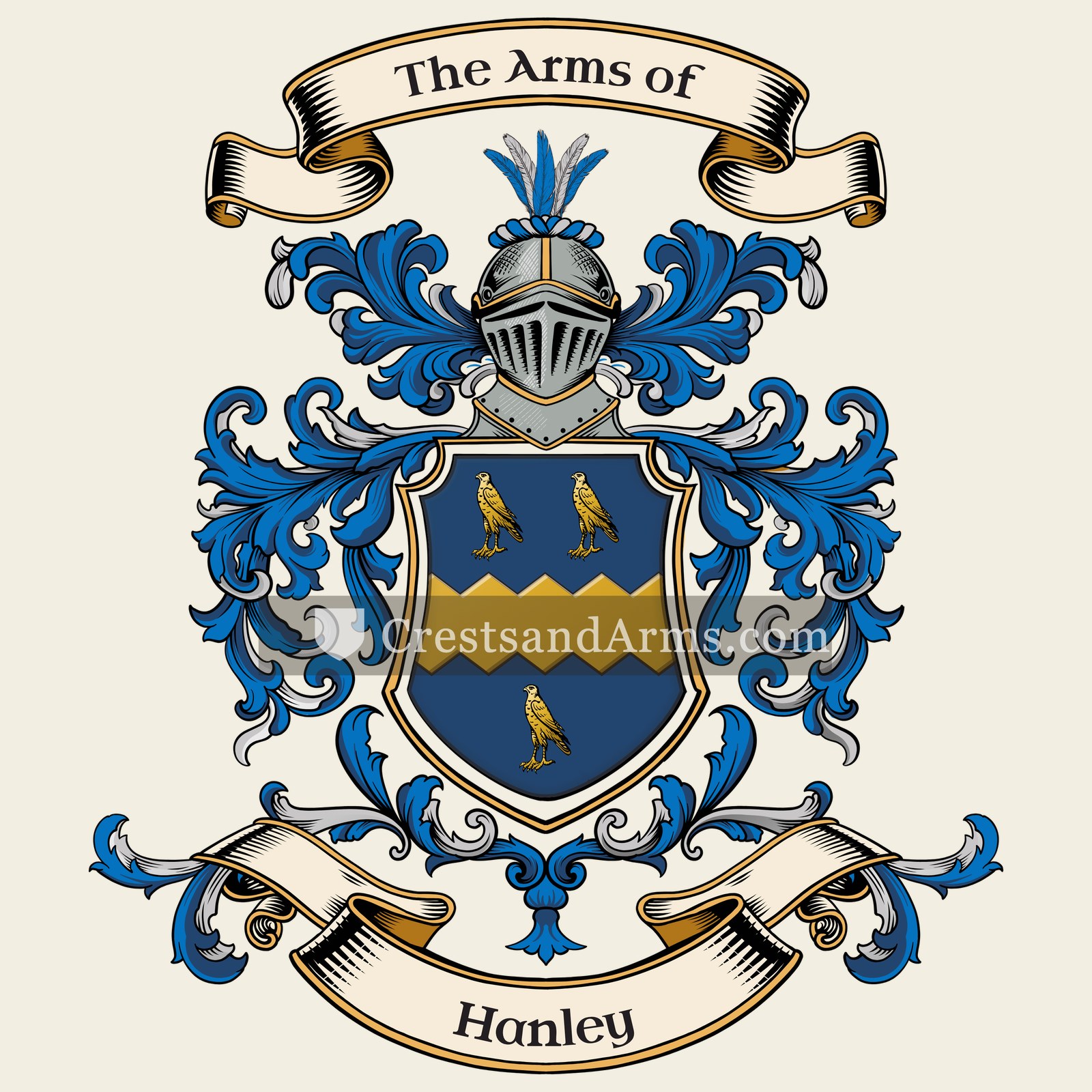 The Hanley coat of arms, drawn from the recorded blazon