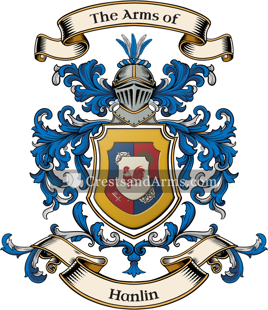 The Hanlin coat of arms, drawn from the recorded blazon
