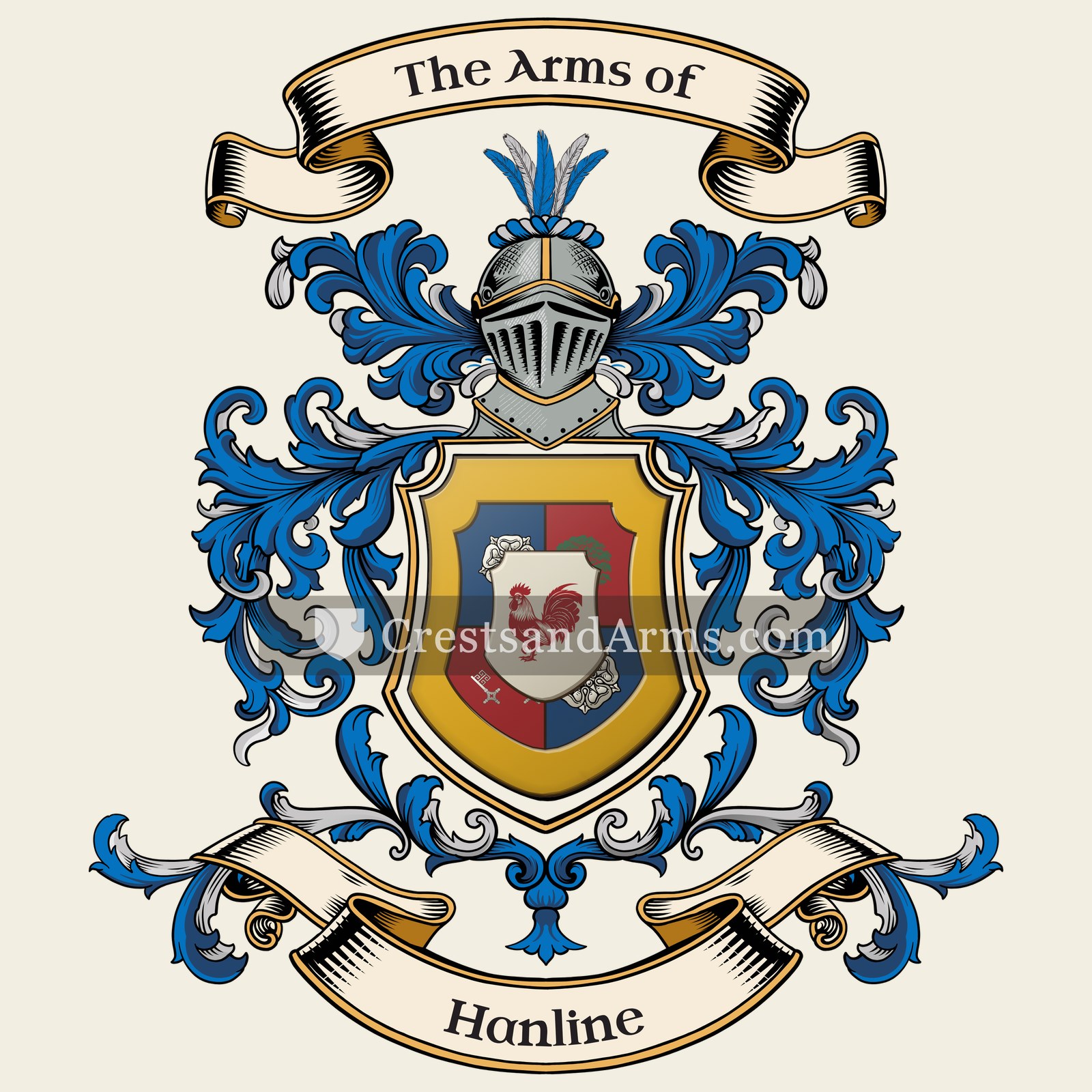 The Hanline coat of arms, drawn from the recorded blazon
