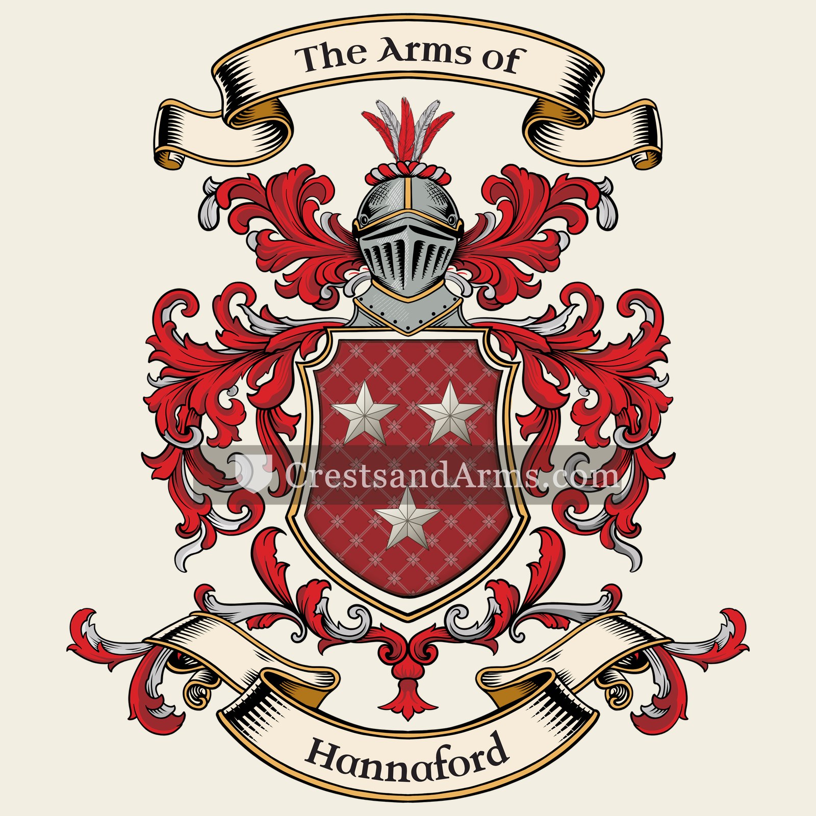 The Hannaford coat of arms, drawn from the recorded blazon