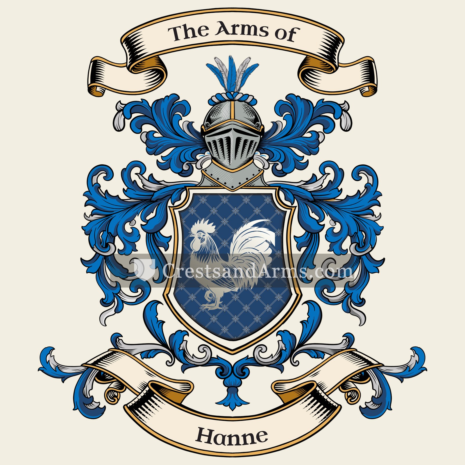 The Hanne coat of arms, drawn from the recorded blazon
