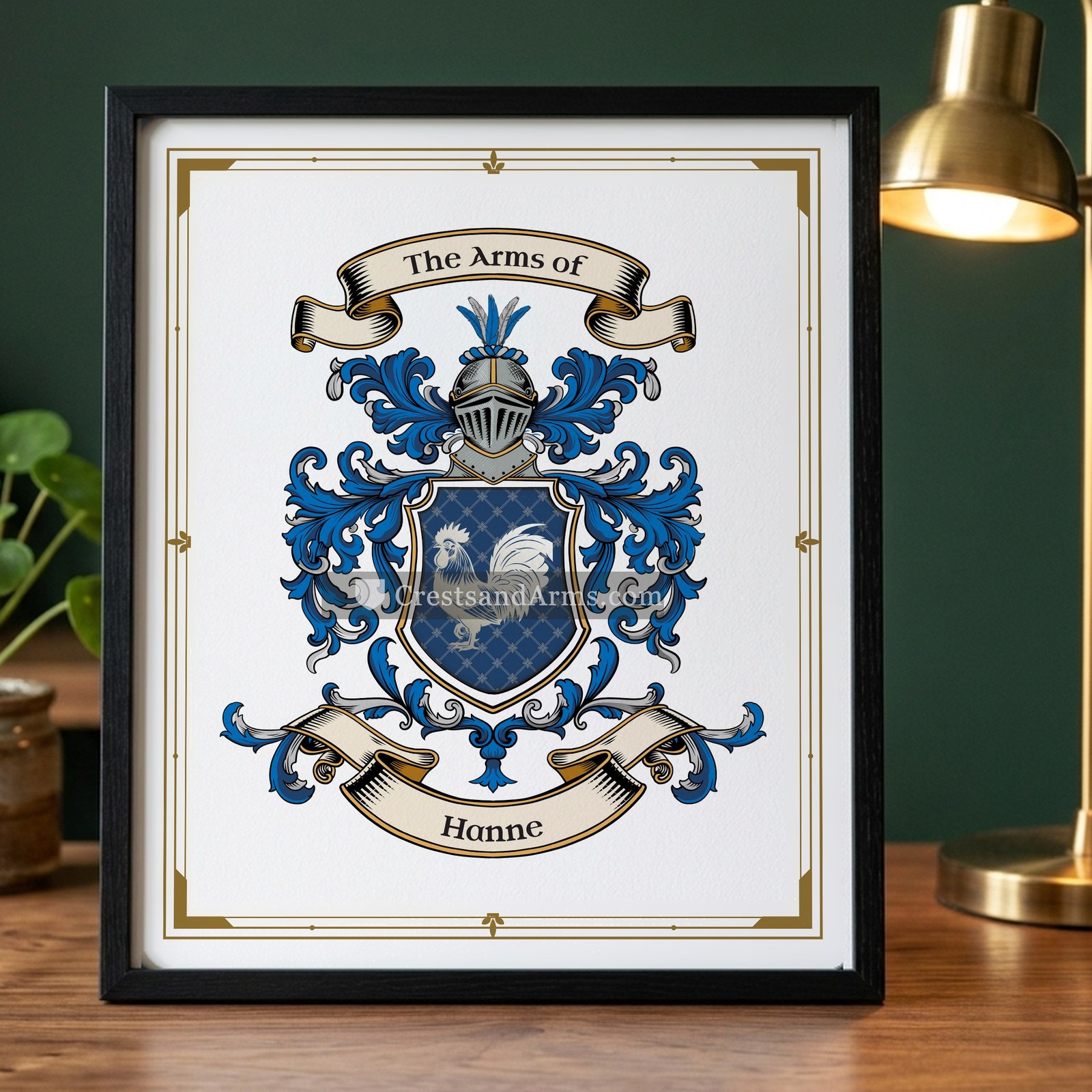 The Hanne arms on the framed, black wood