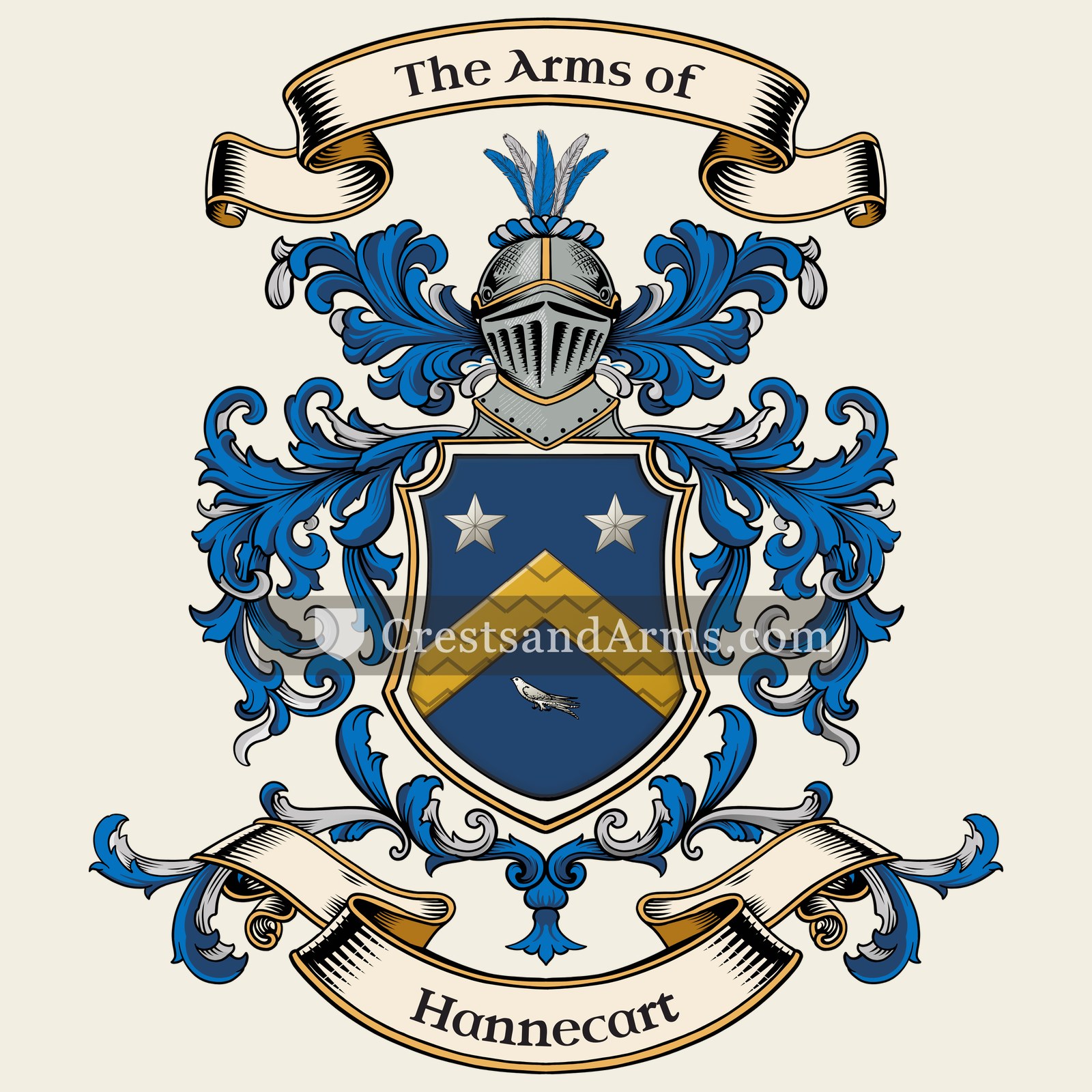 The Hannecart coat of arms, drawn from the recorded blazon
