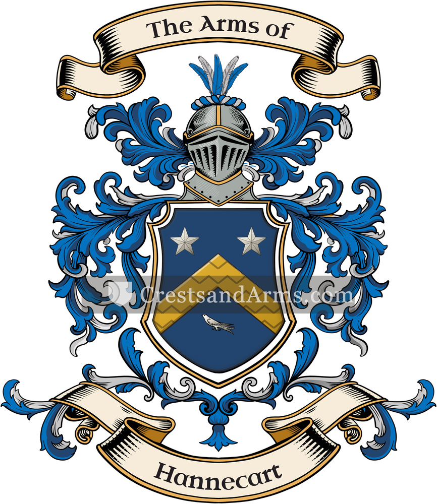 The Hannecart coat of arms, drawn from the recorded blazon