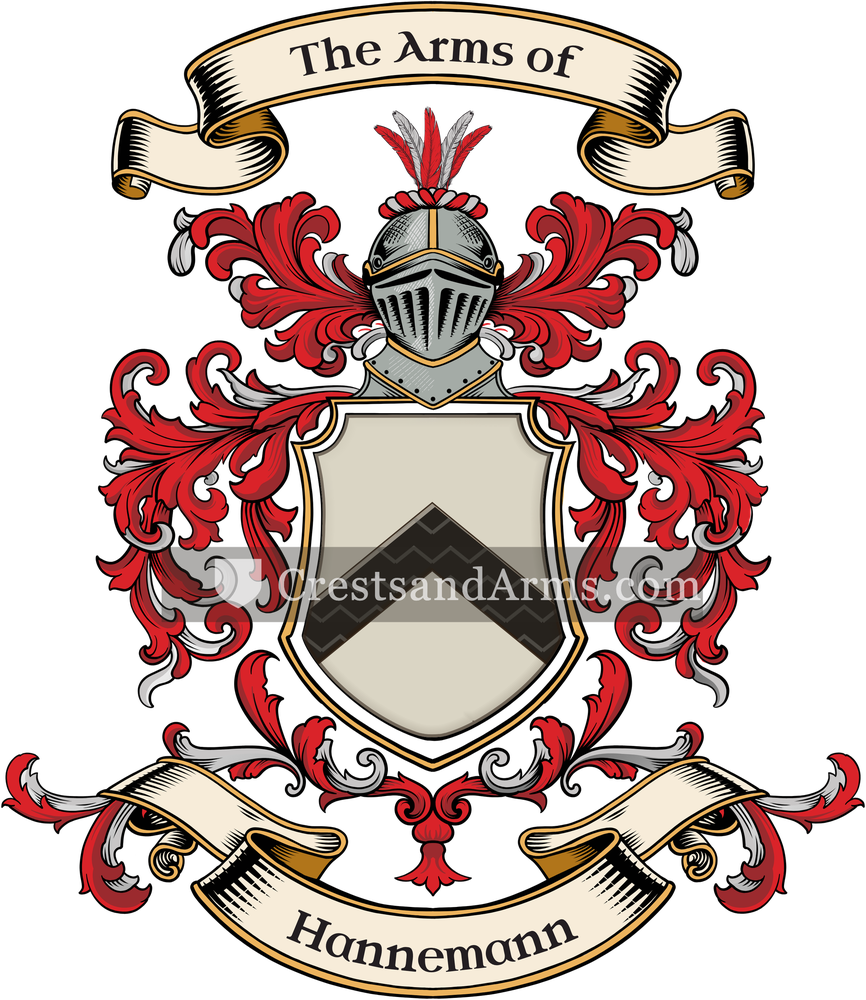 The Hannemann coat of arms, drawn from the recorded blazon