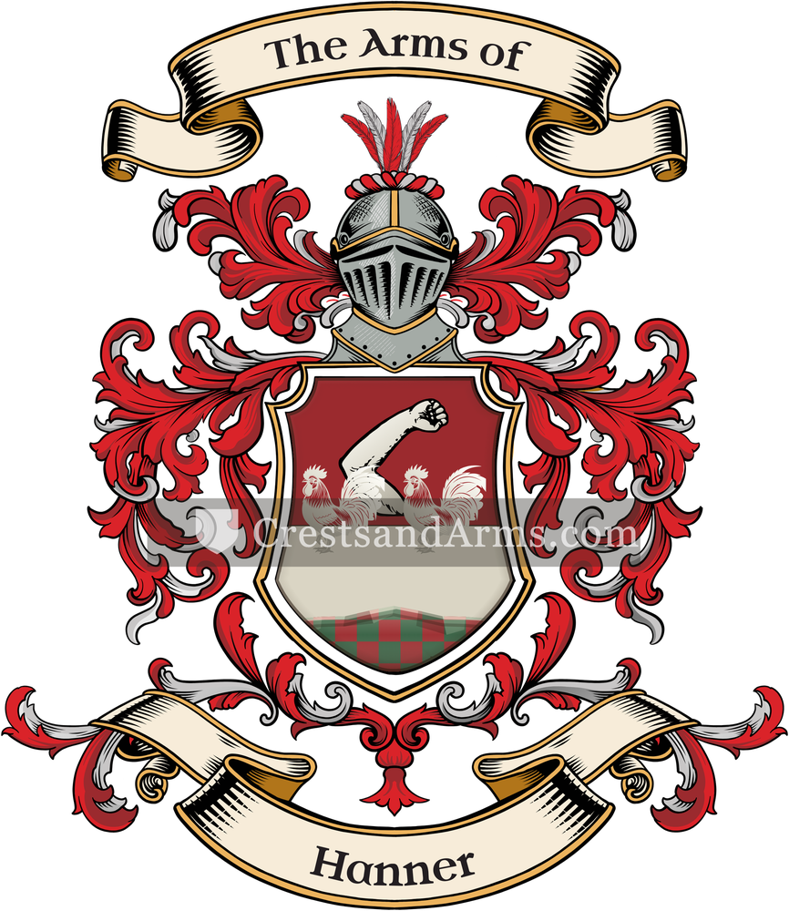 The Hanner coat of arms, drawn from the recorded blazon