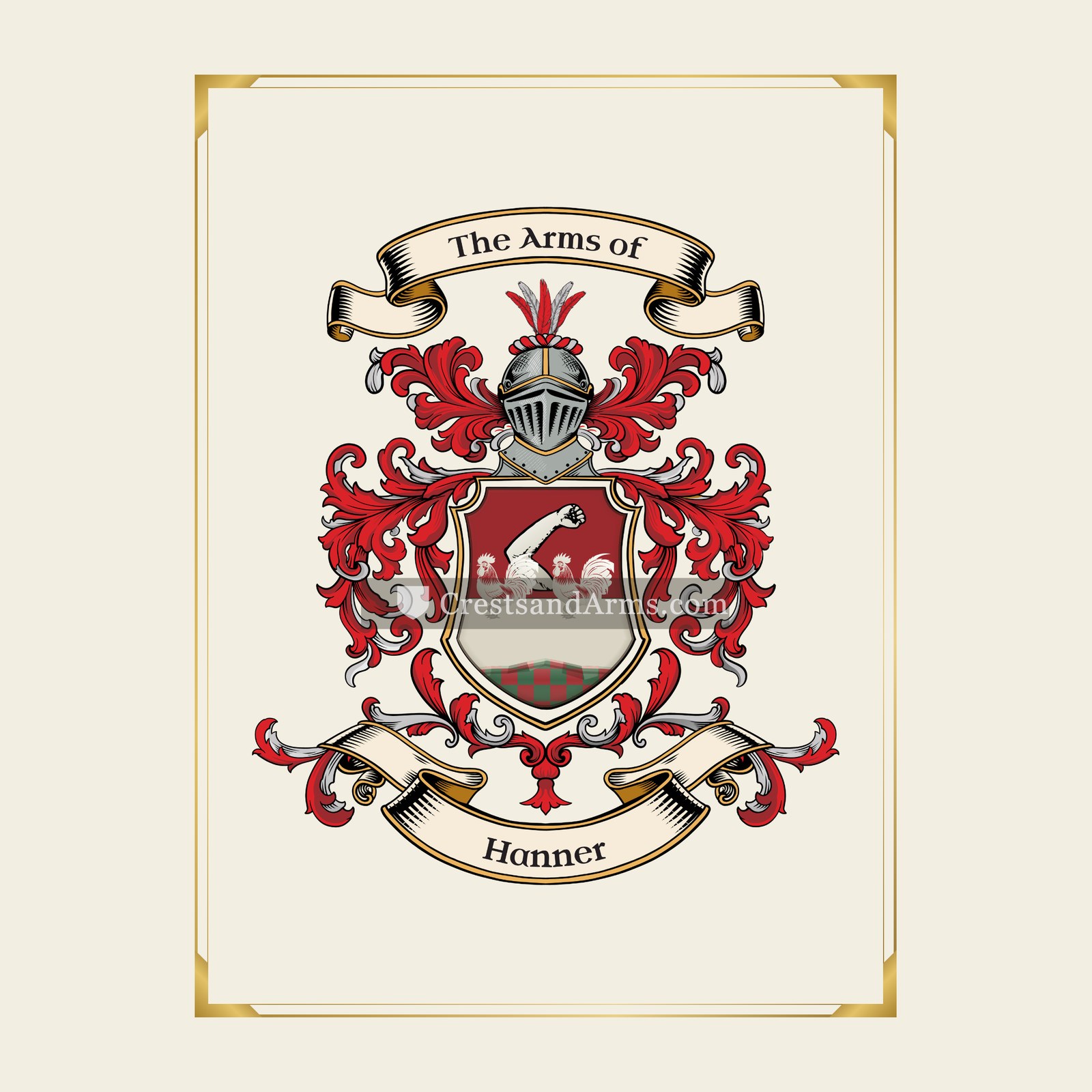 With gold border