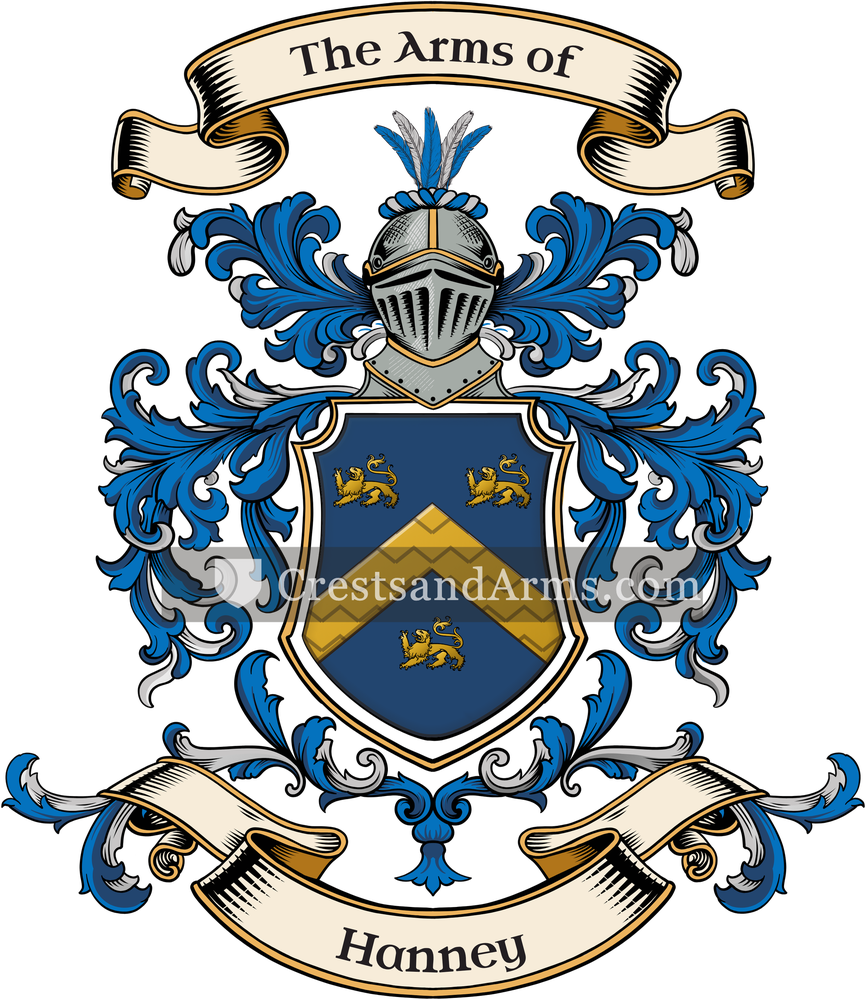The Hanney coat of arms, drawn from the recorded blazon