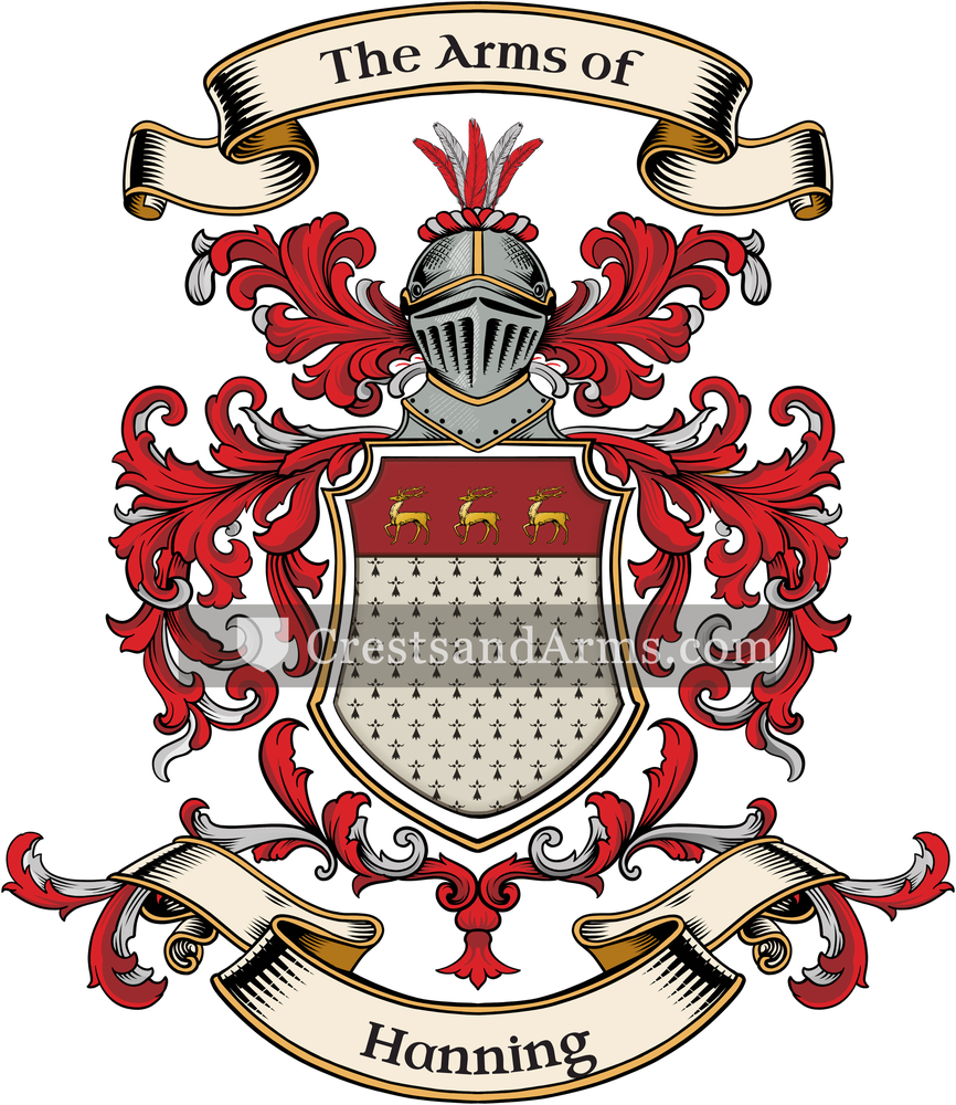 The Hanning coat of arms, drawn from the recorded blazon