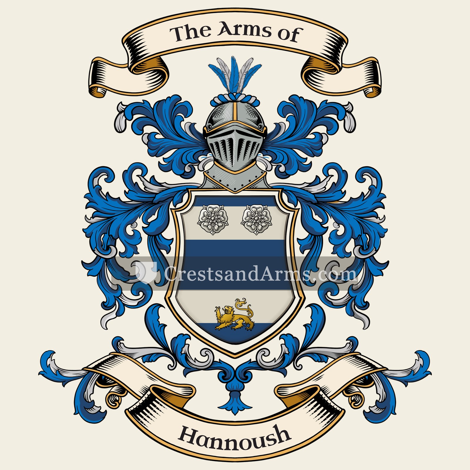 The Hannoush coat of arms, drawn from the recorded blazon