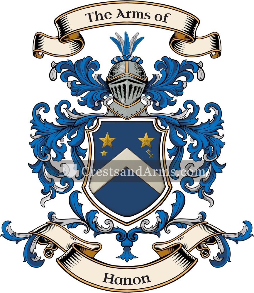 The Hanon coat of arms, drawn from the recorded blazon