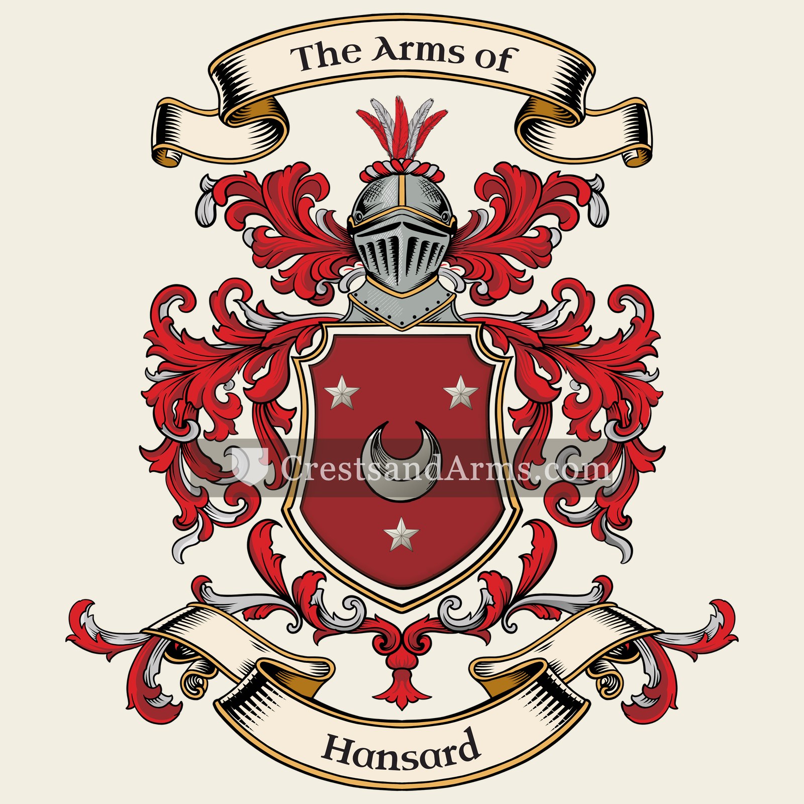 The Hansard coat of arms, drawn from the recorded blazon