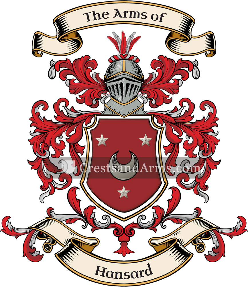 The Hansard coat of arms, drawn from the recorded blazon