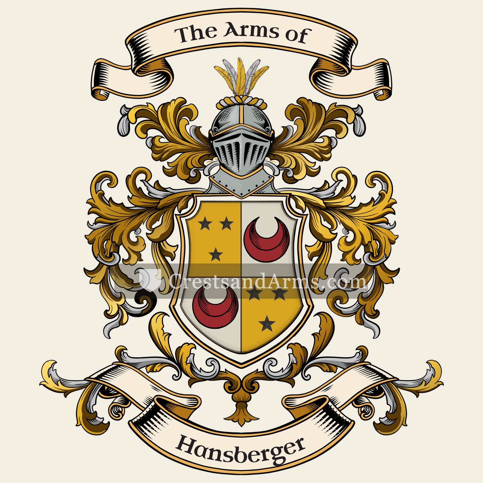 The Hansberger coat of arms, drawn from the recorded blazon