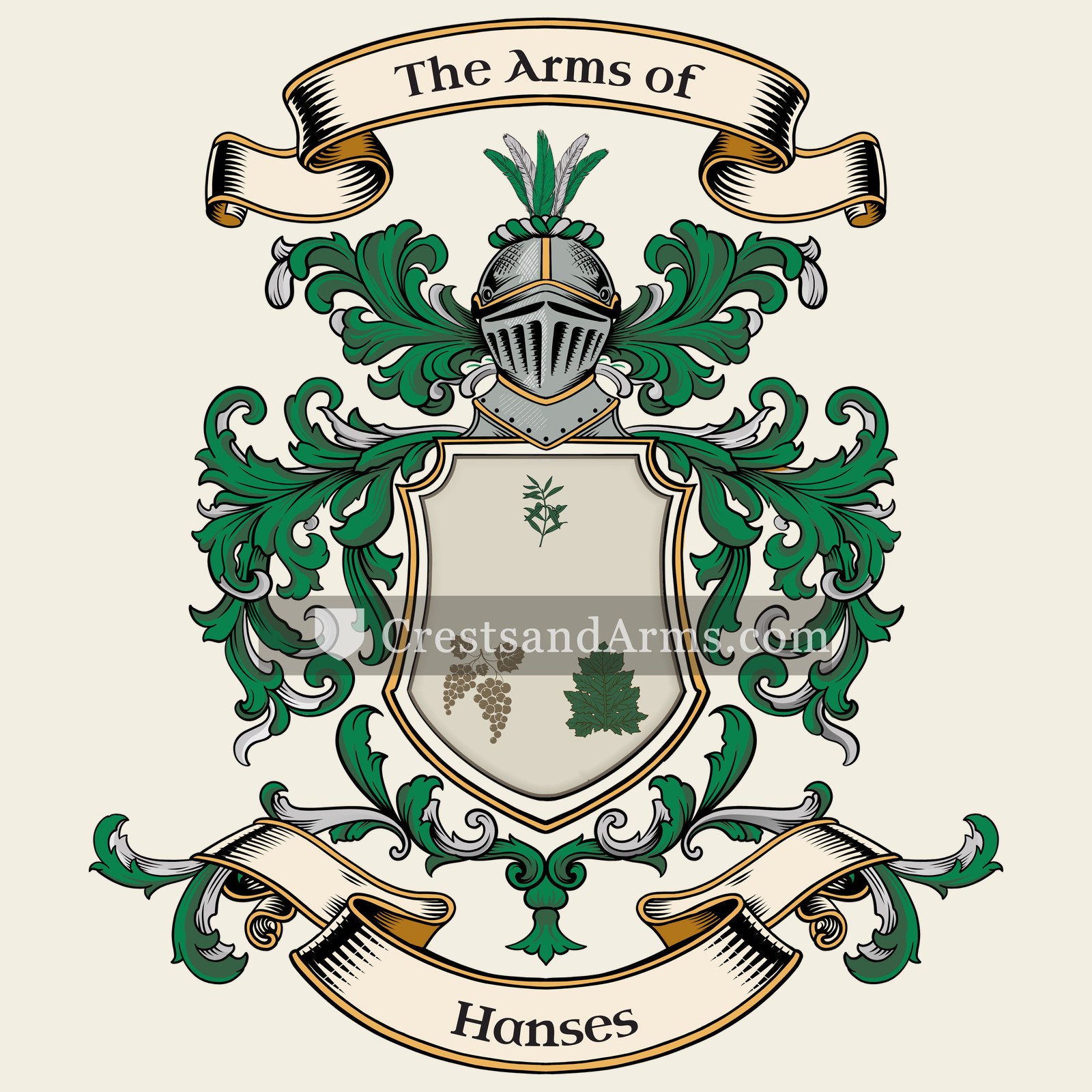 The Hanses coat of arms, drawn from the recorded blazon
