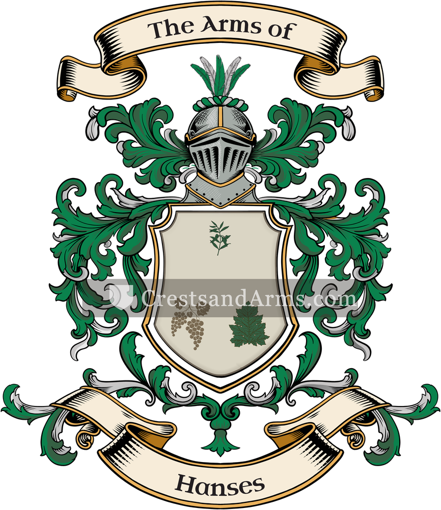 The Hanses coat of arms, drawn from the recorded blazon