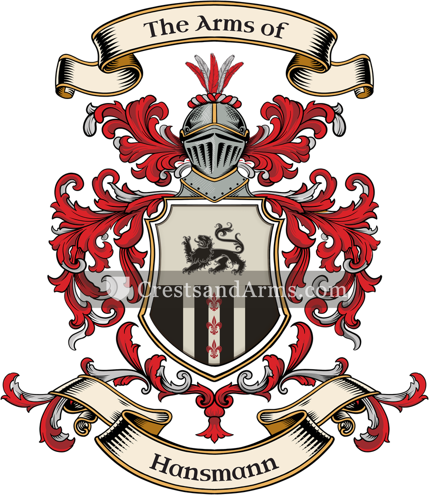 The Hansmann coat of arms, drawn from the recorded blazon