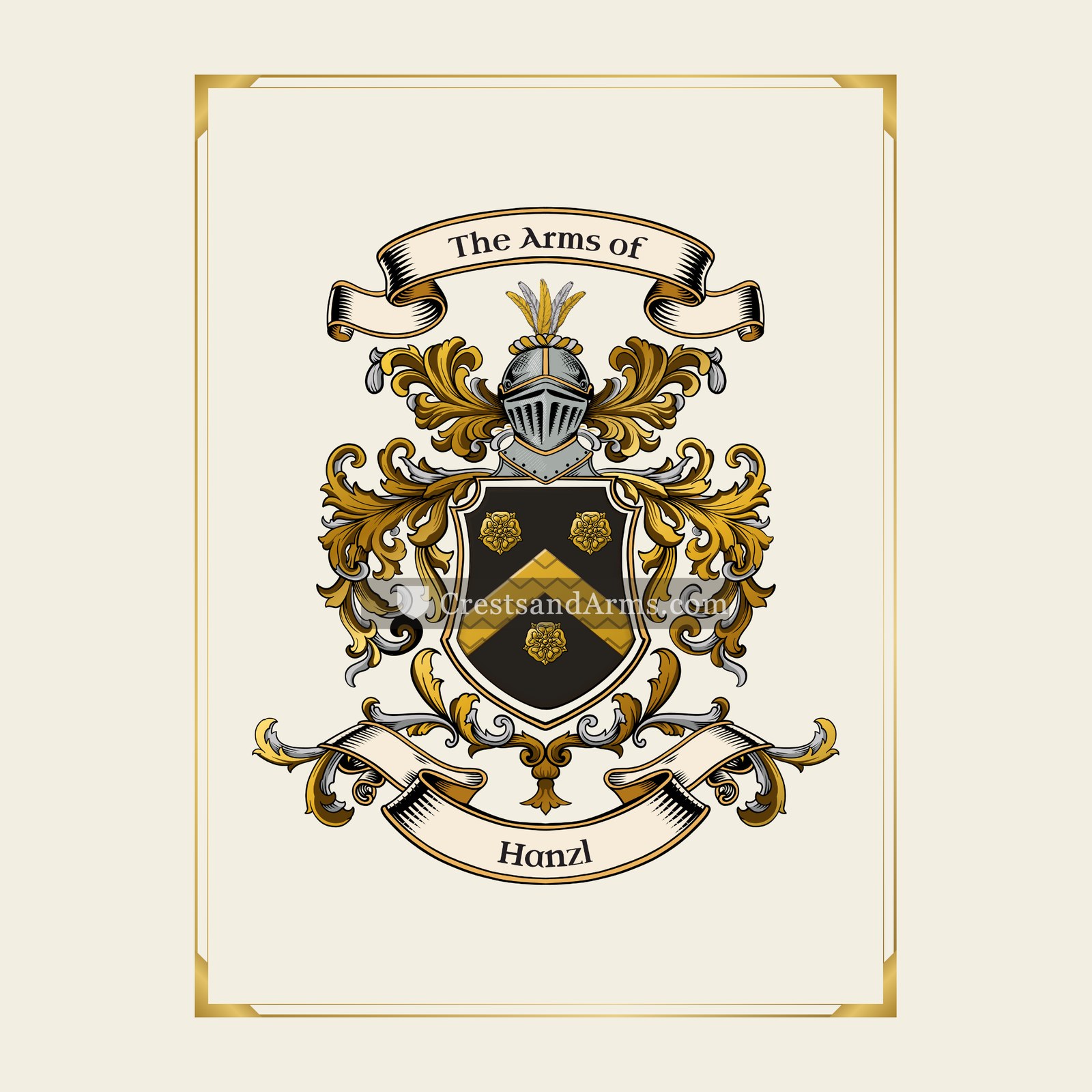 With gold border