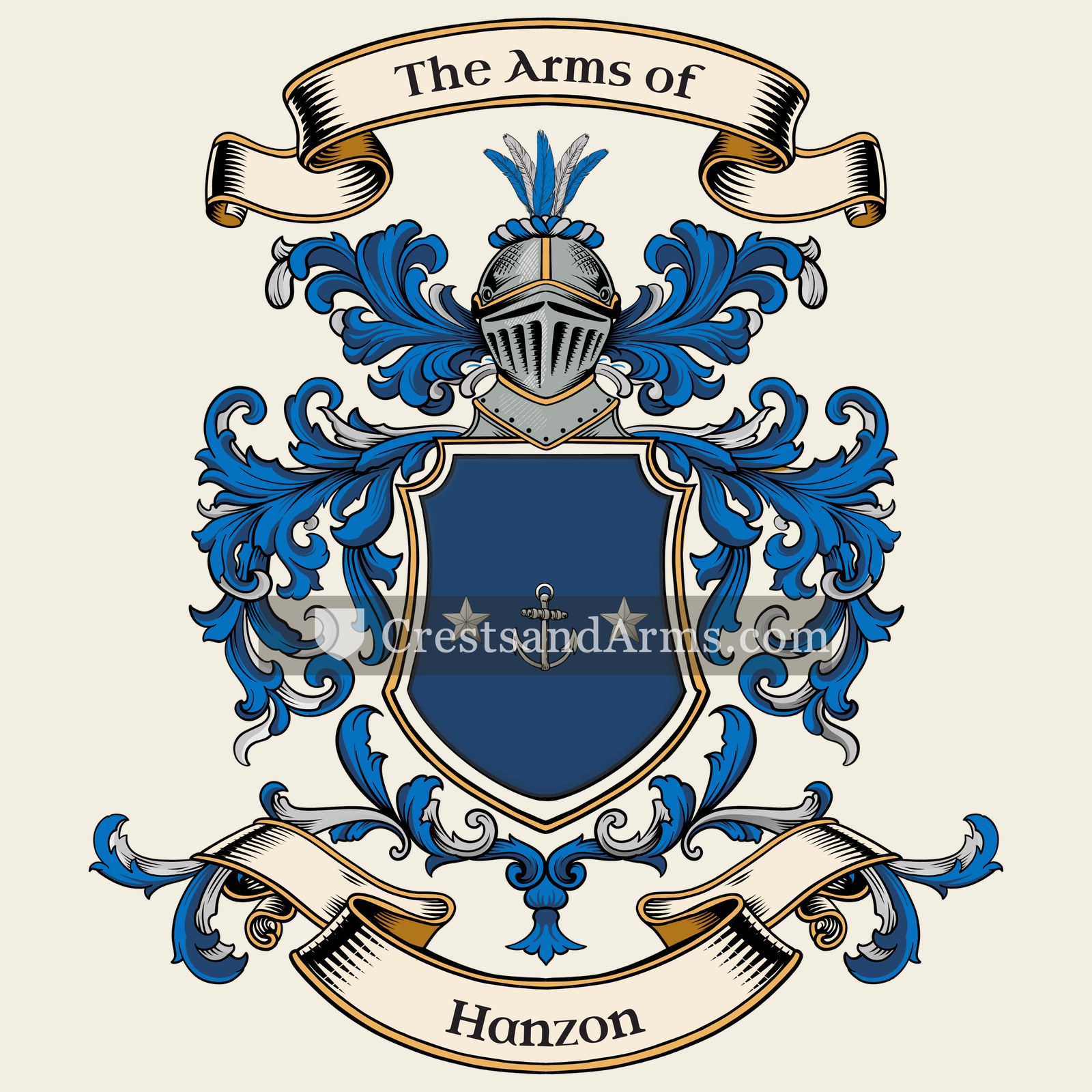 The Hanzon coat of arms, drawn from the recorded blazon