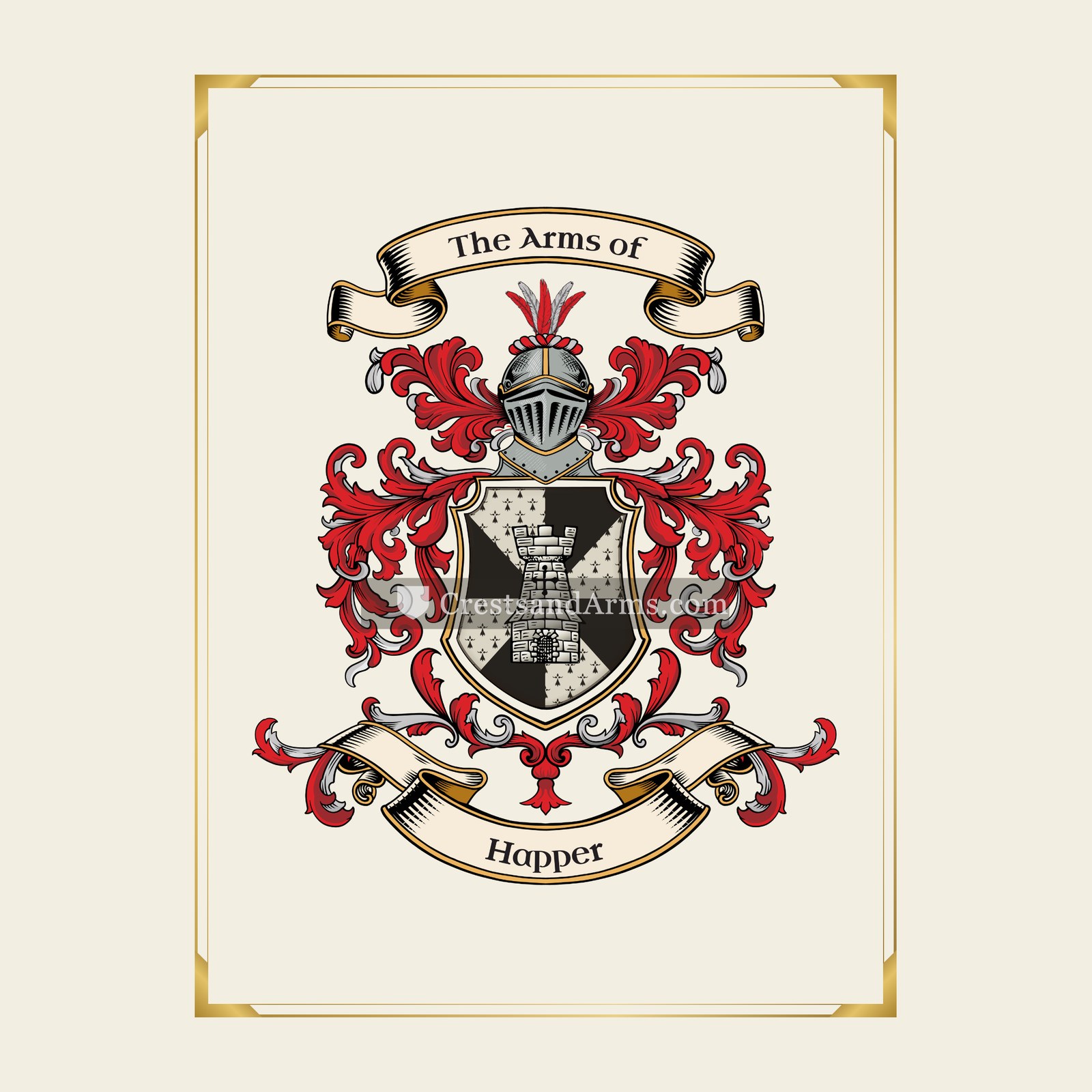 With gold border