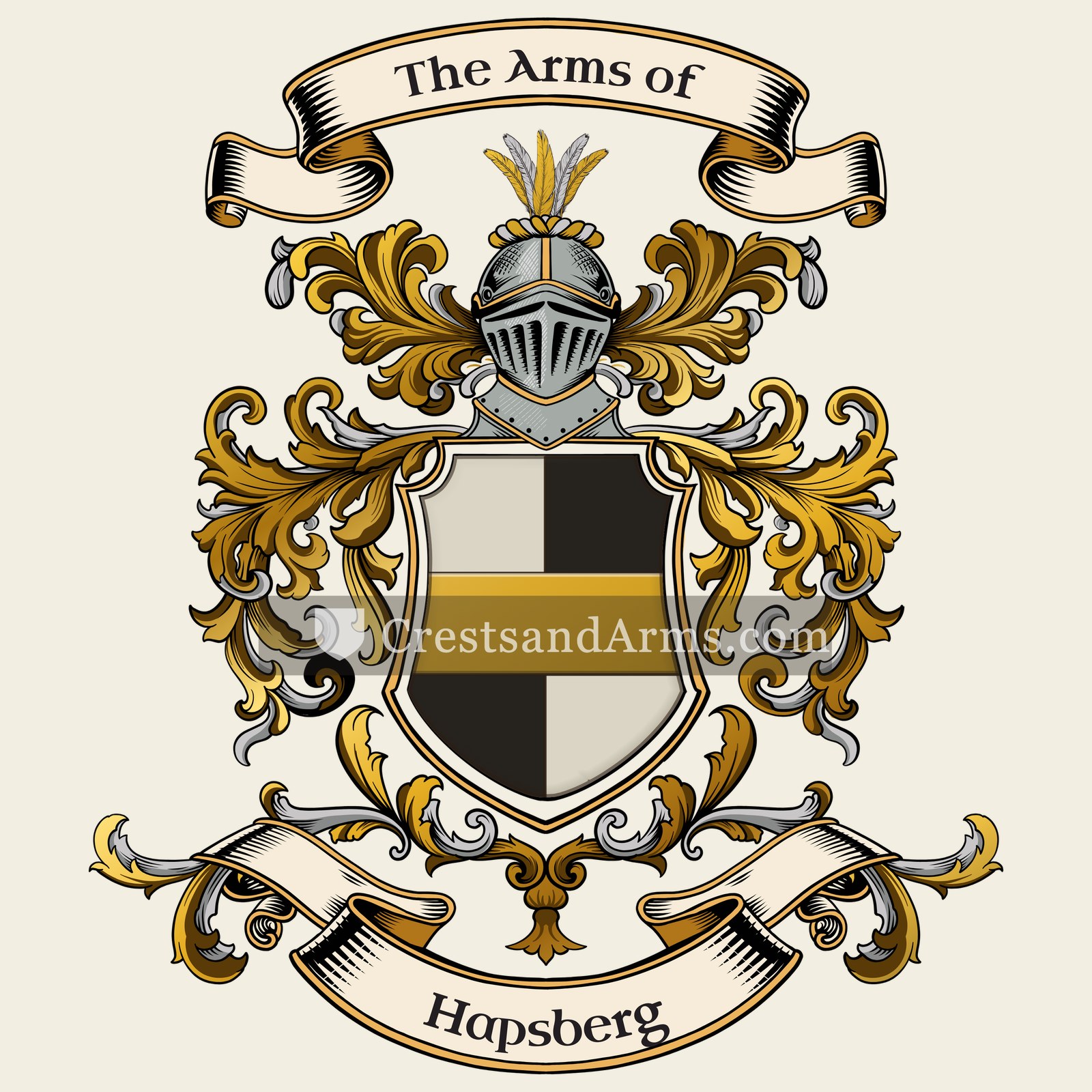 The Hapsberg coat of arms, drawn from the recorded blazon