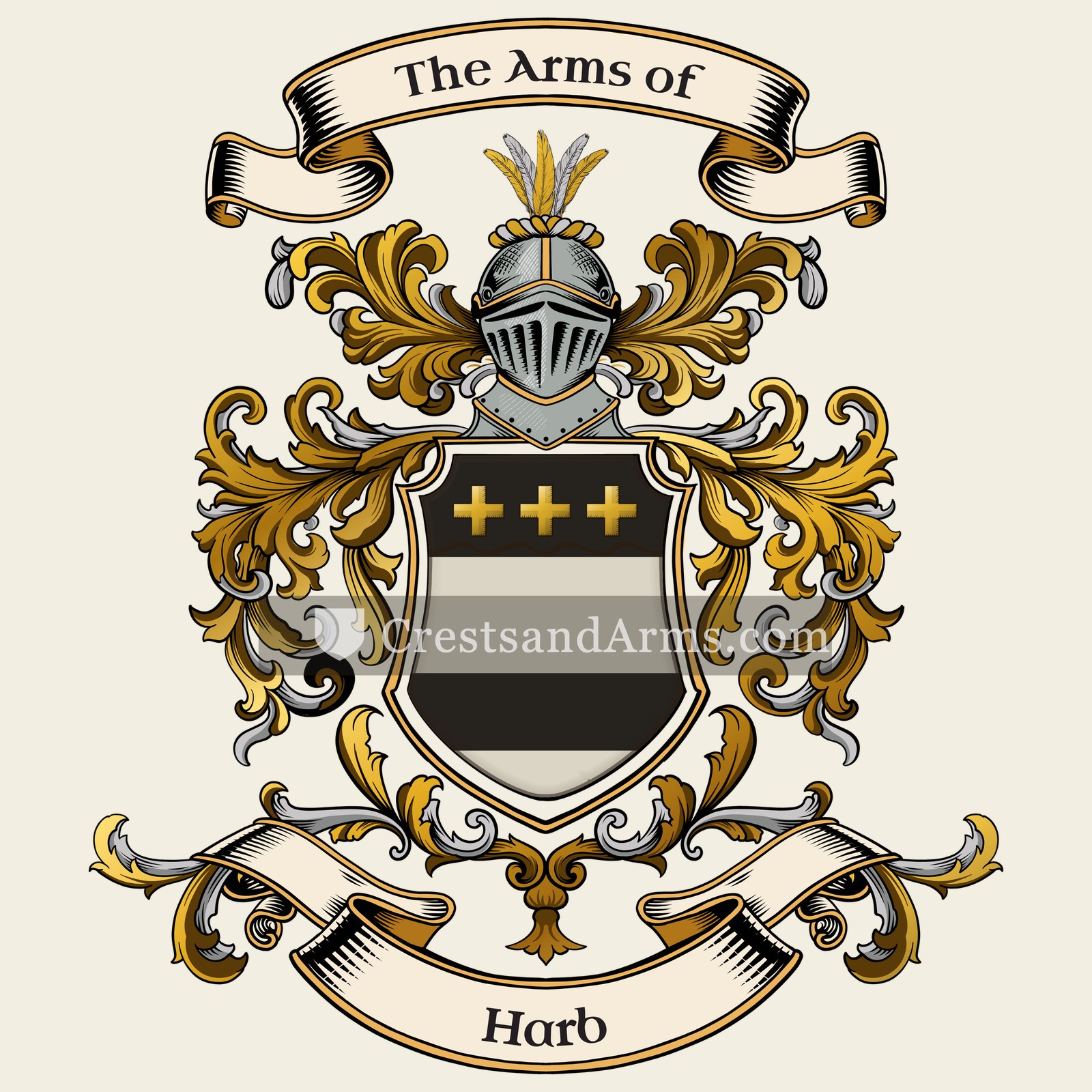 The Harb coat of arms, drawn from the recorded blazon