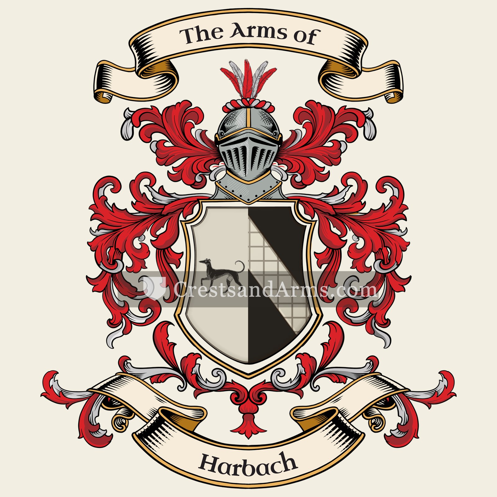 The Harbach coat of arms, drawn from the recorded blazon