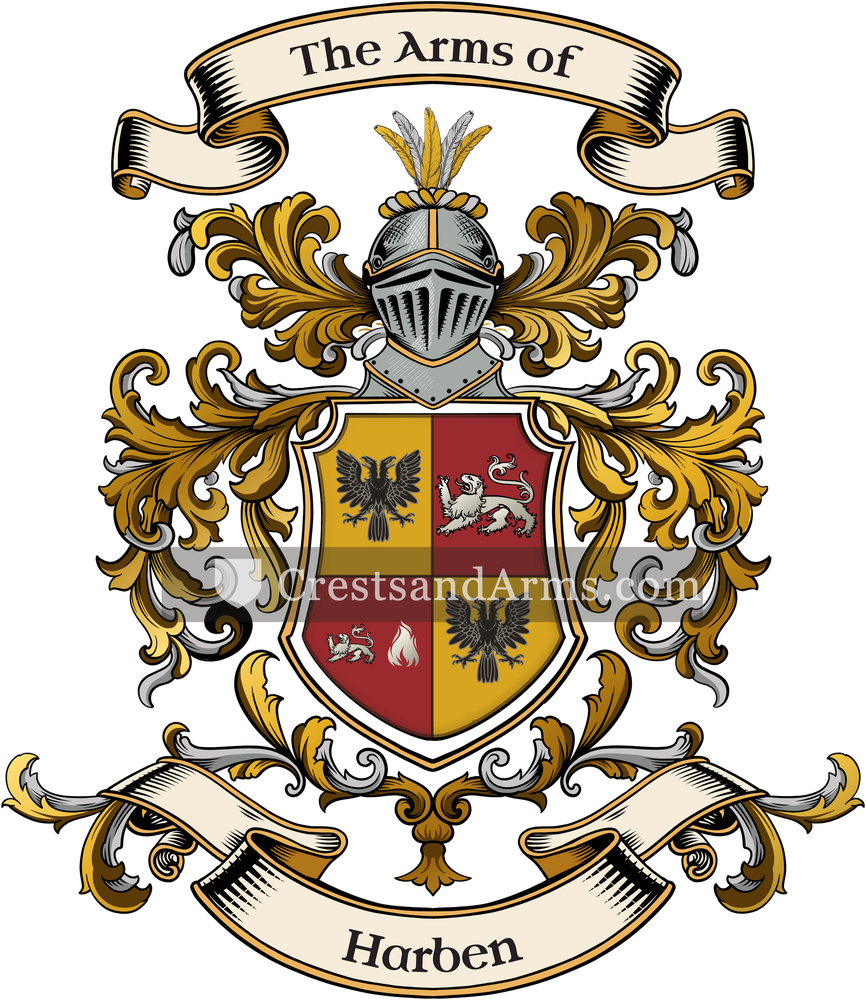 The Harben coat of arms, drawn from the recorded blazon
