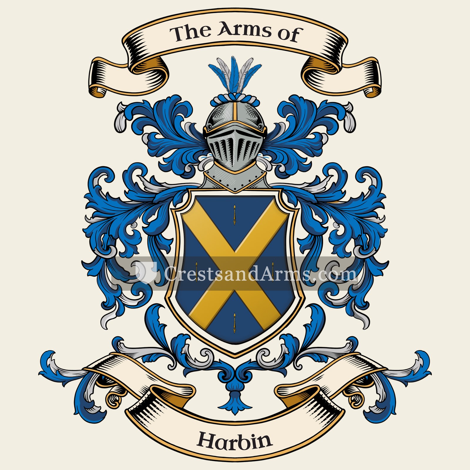 The Harbin coat of arms, drawn from the recorded blazon