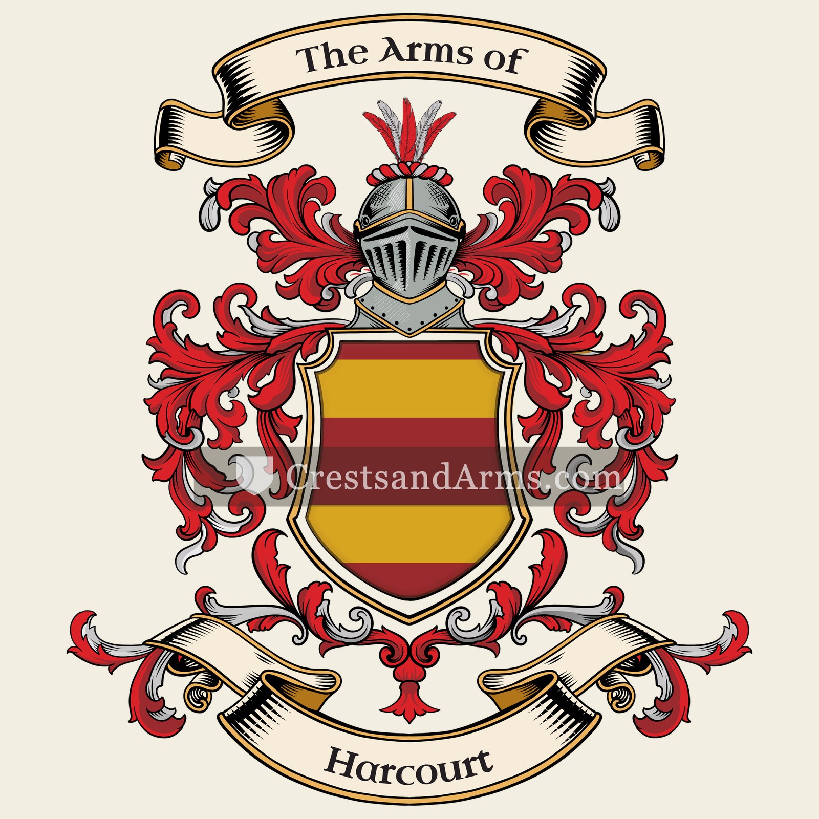 The Harcourt coat of arms, drawn from the recorded blazon
