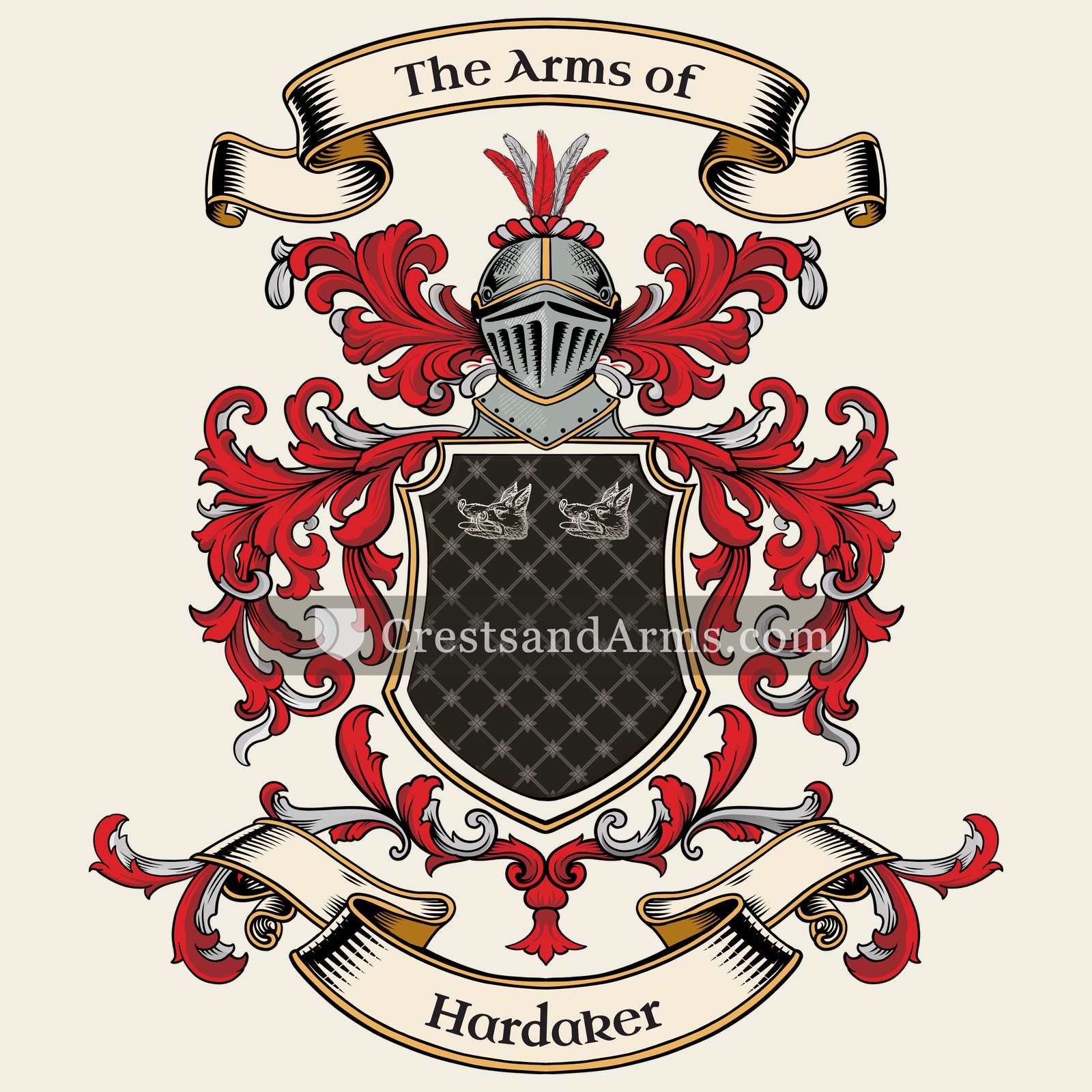 The Hardaker coat of arms, drawn from the recorded blazon