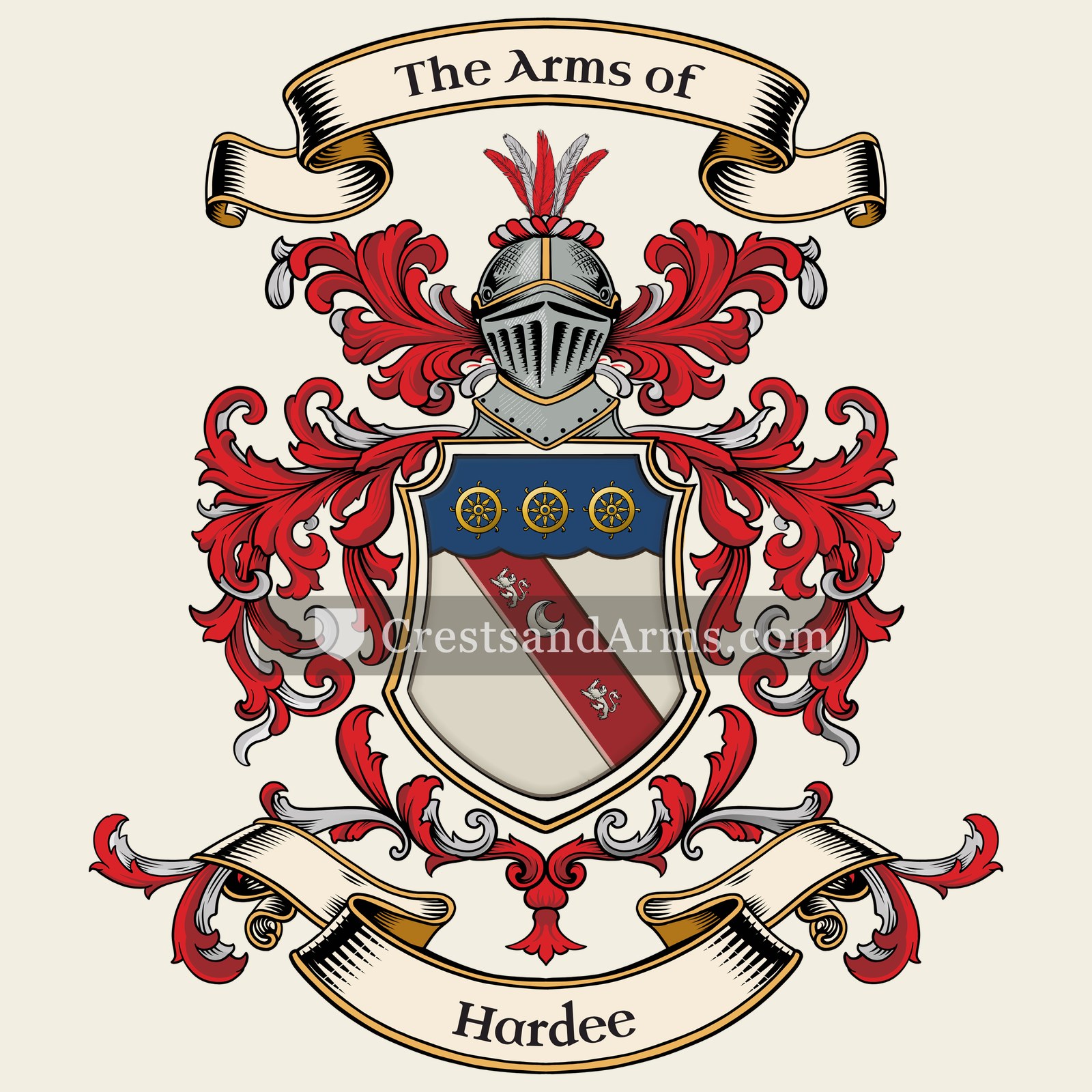 The Hardee coat of arms, drawn from the recorded blazon