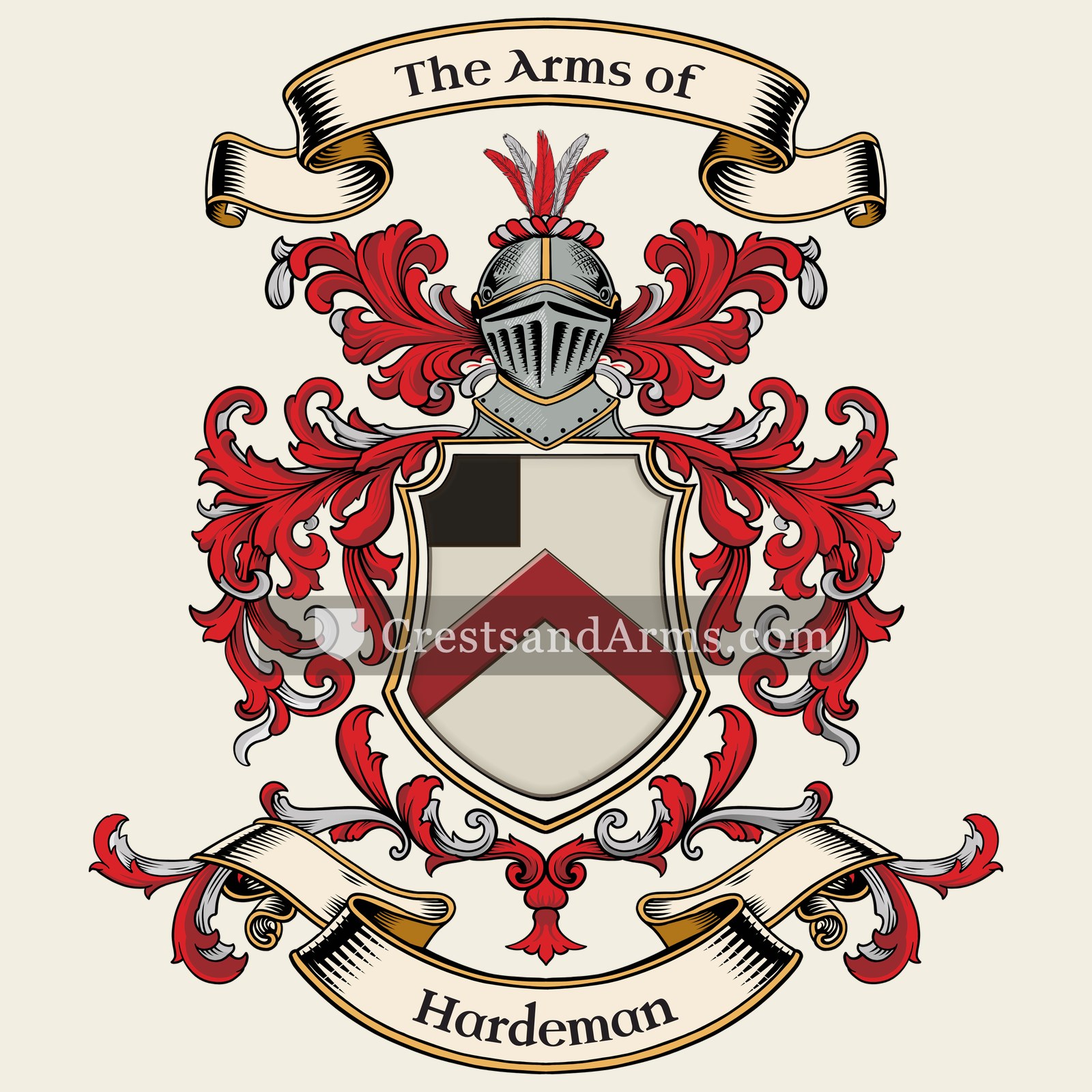 The Hardeman coat of arms, drawn from the recorded blazon