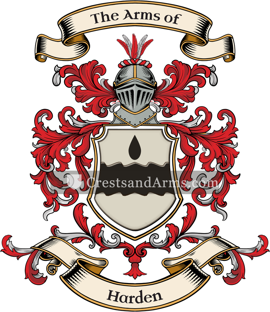 The Harden coat of arms, drawn from the recorded blazon