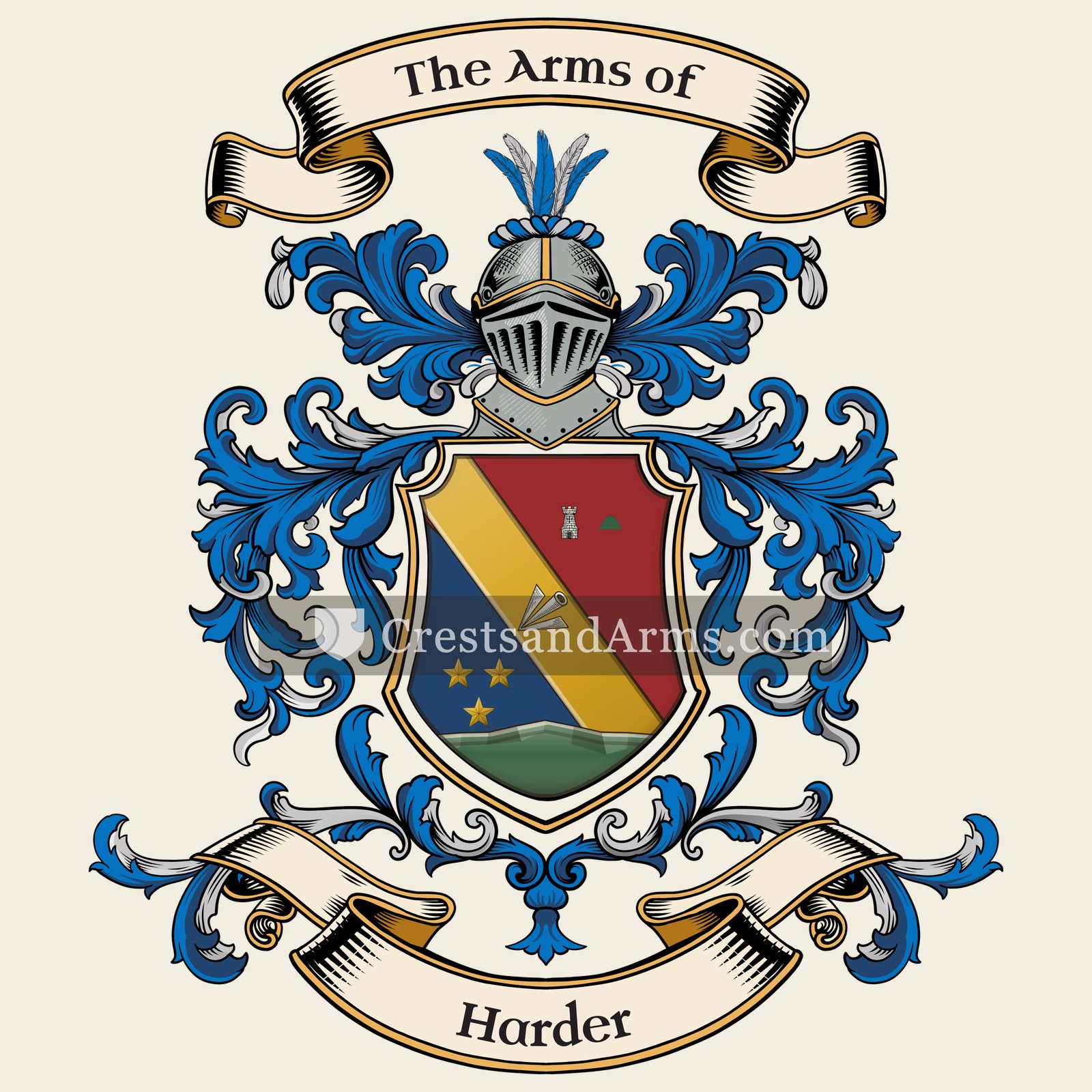 The Harder coat of arms, drawn from the recorded blazon