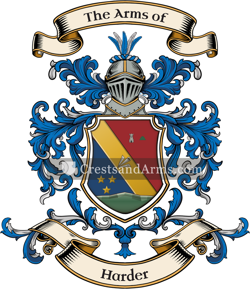 The Harder coat of arms, drawn from the recorded blazon