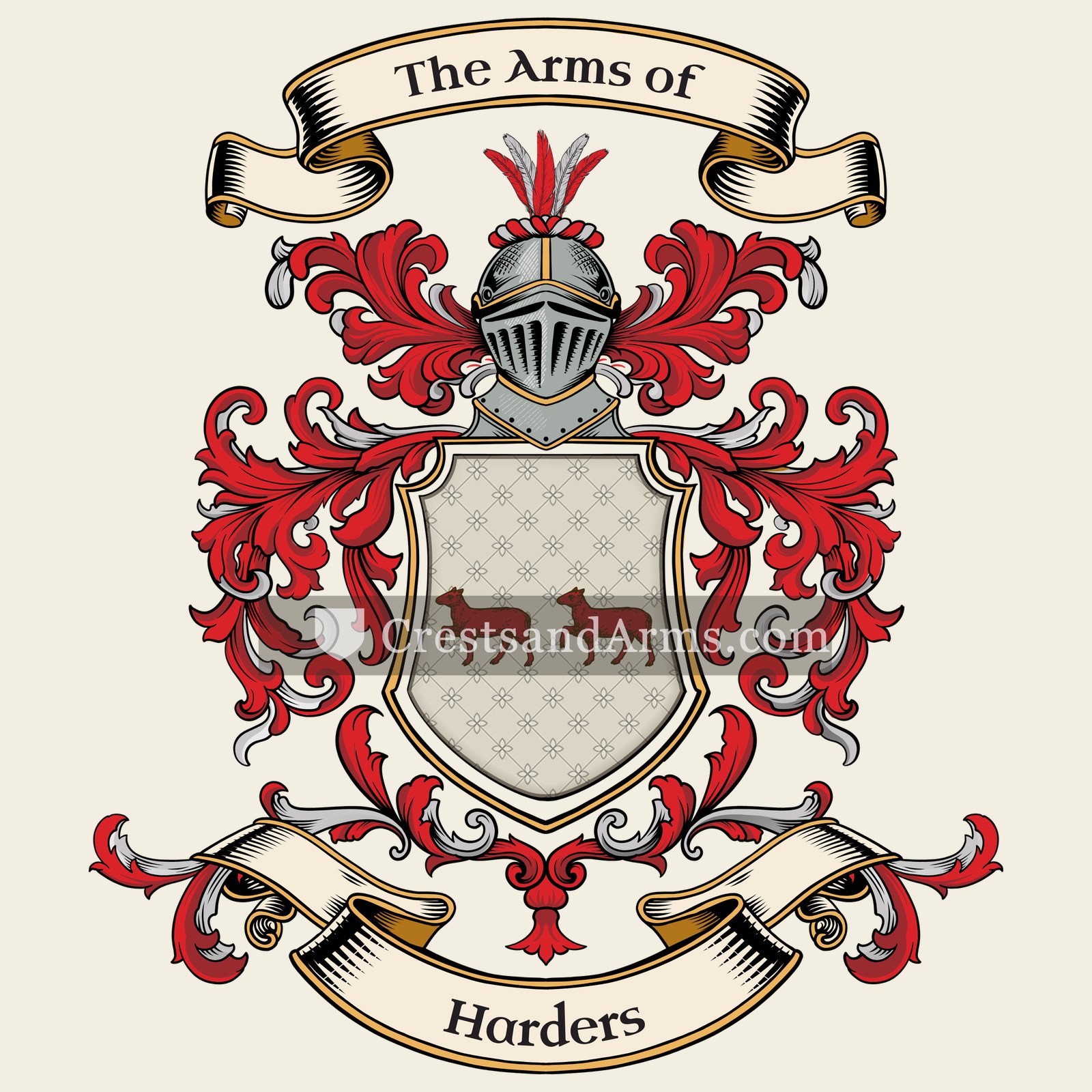 The Harders coat of arms, drawn from the recorded blazon