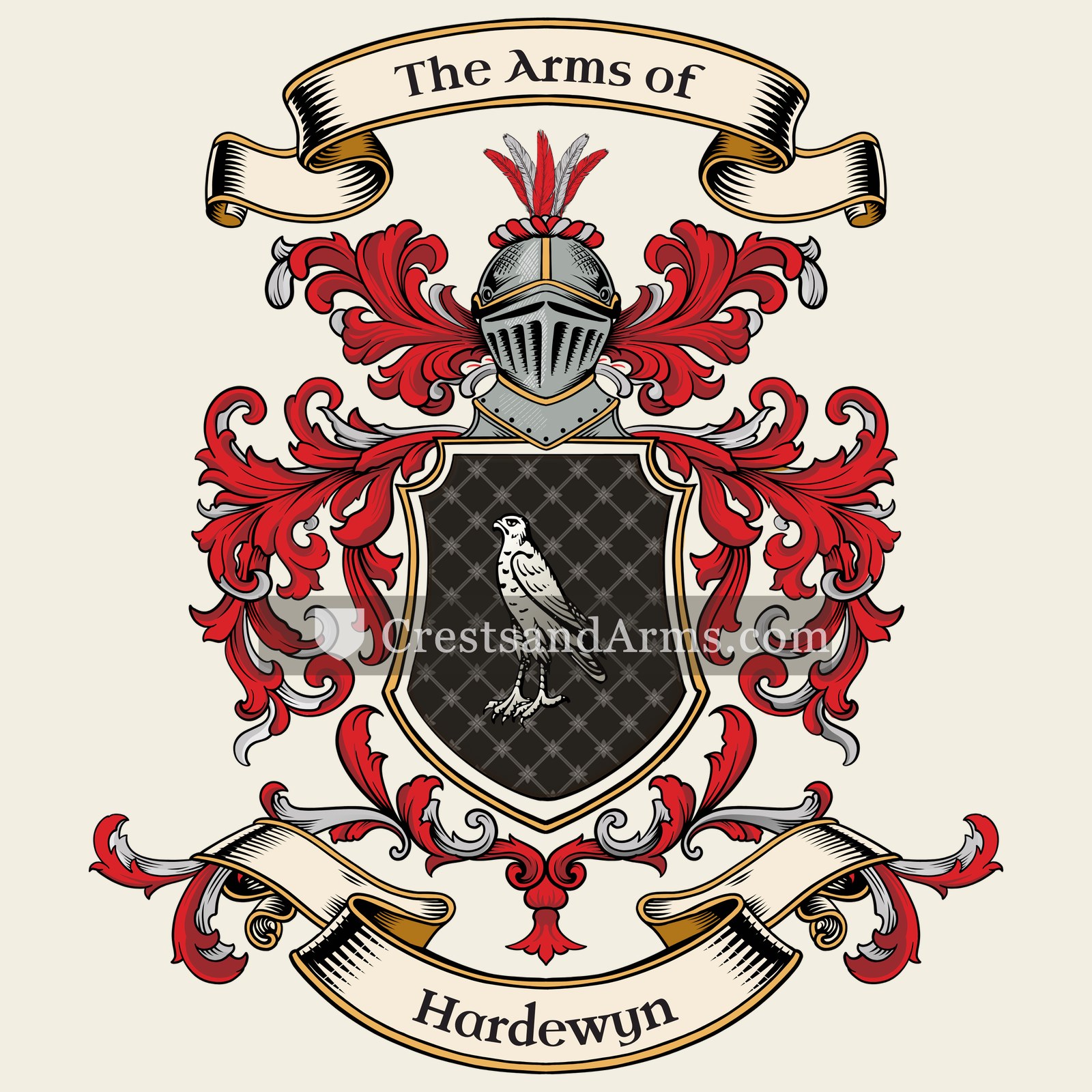The Hardewyn coat of arms, drawn from the recorded blazon