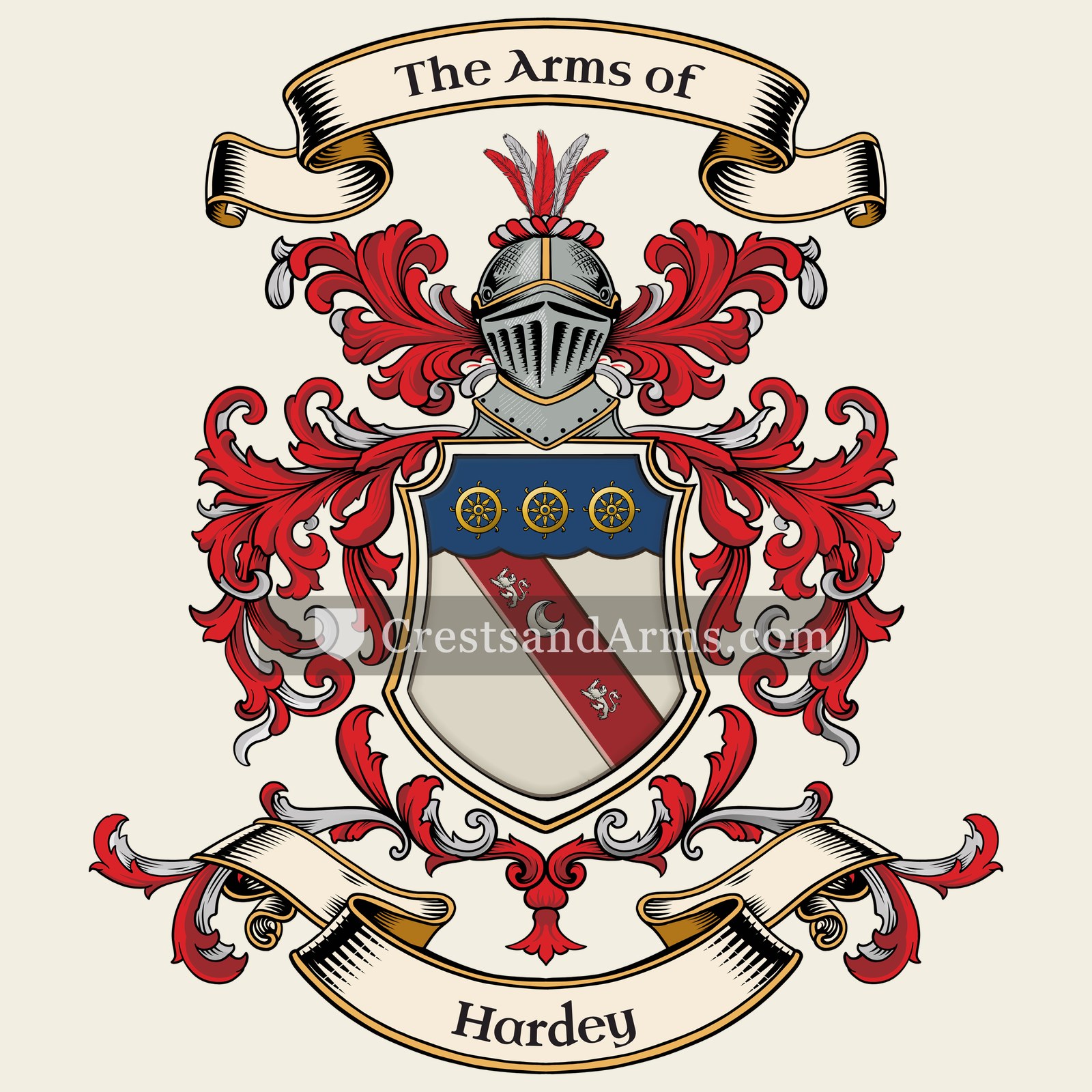 The Hardey coat of arms, drawn from the recorded blazon