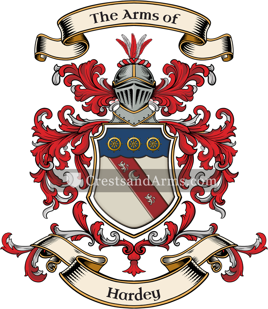 The Hardey coat of arms, drawn from the recorded blazon