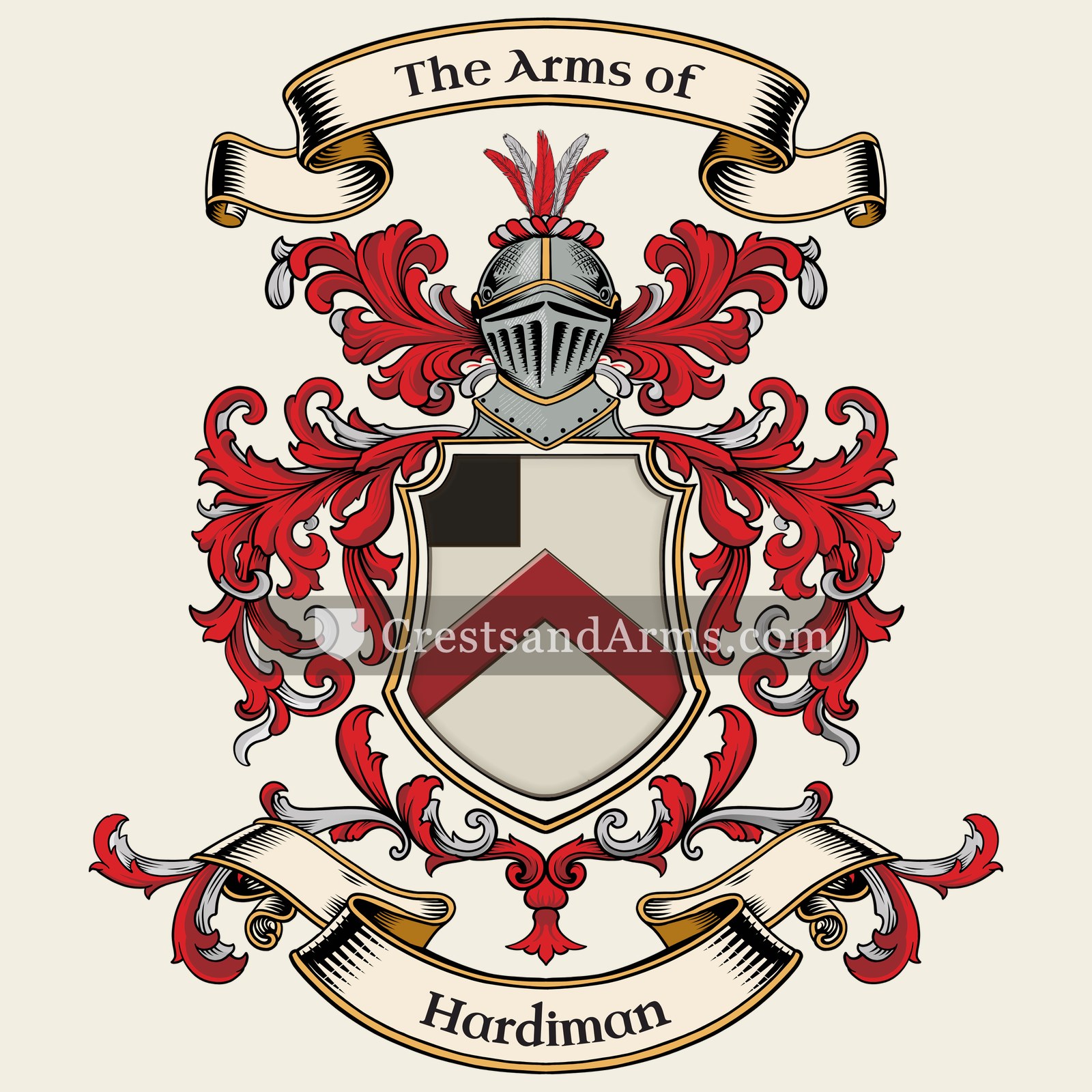 The Hardiman coat of arms, drawn from the recorded blazon