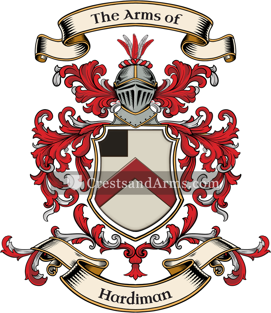 The Hardiman coat of arms, drawn from the recorded blazon