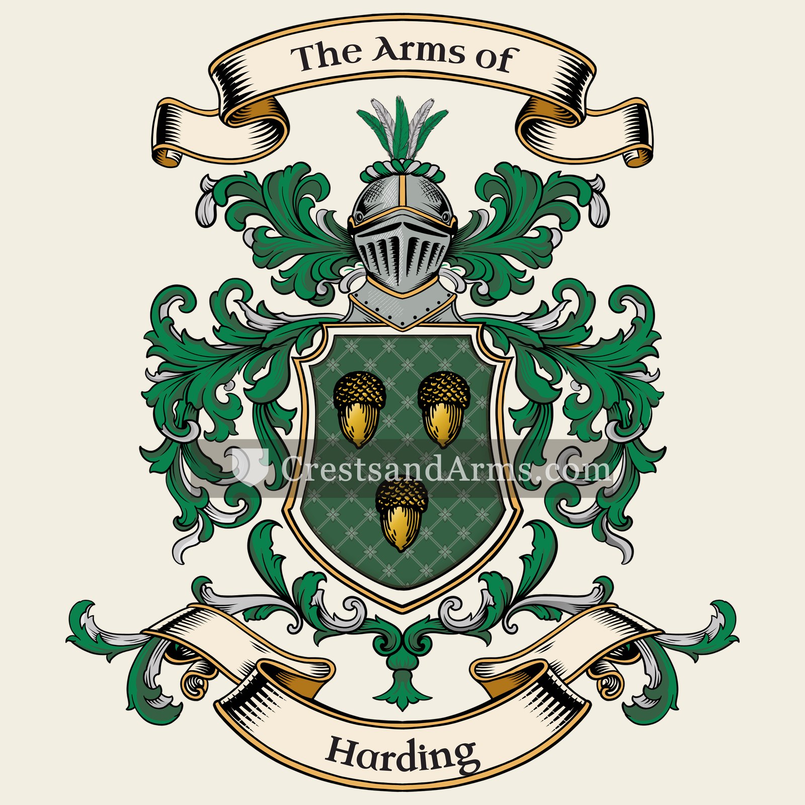 The Harding coat of arms, drawn from the recorded blazon