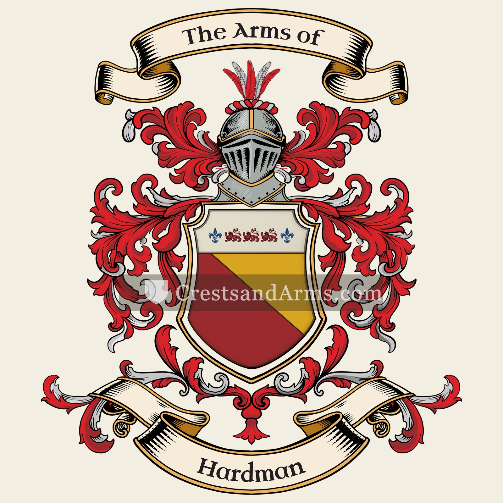The Hardman coat of arms, drawn from the recorded blazon
